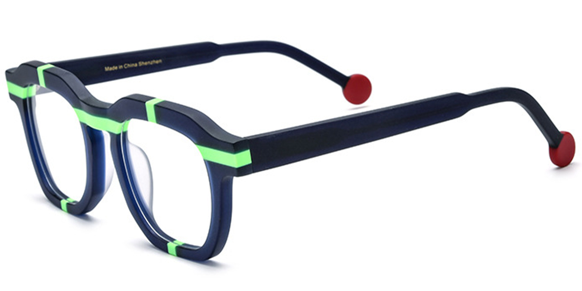 Acetate Square Reading Glasses pattern-blue