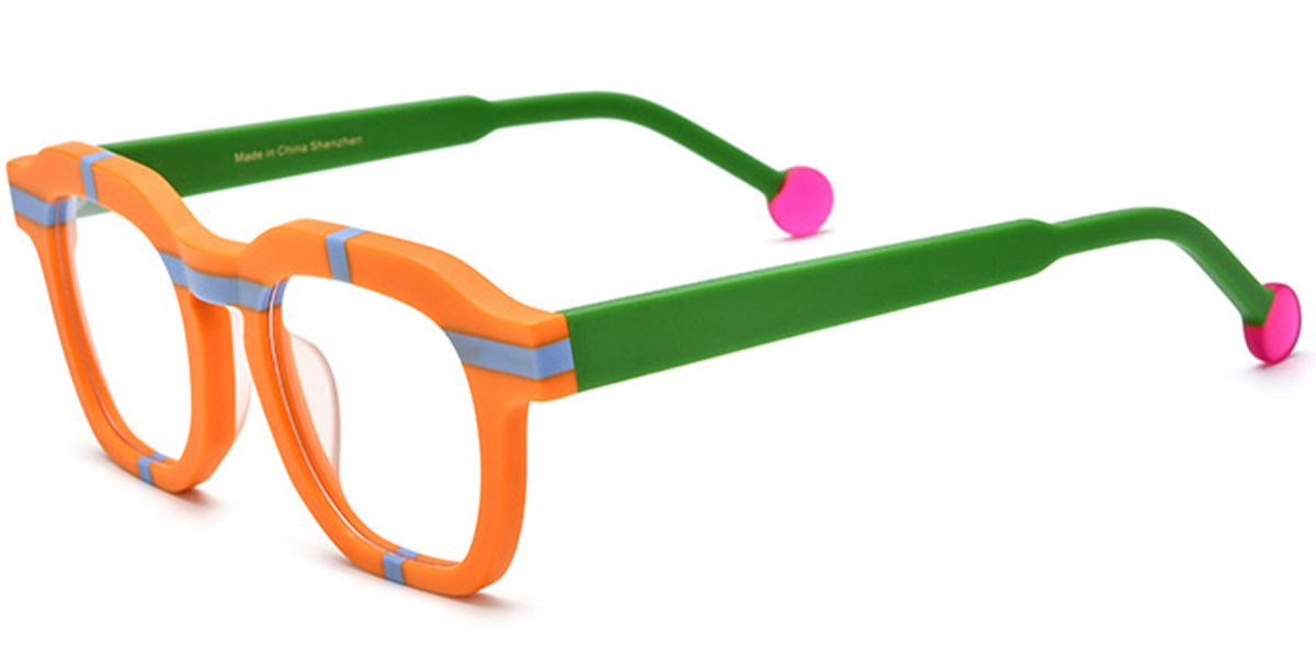 Acetate Square Reading Glasses pattern-orange