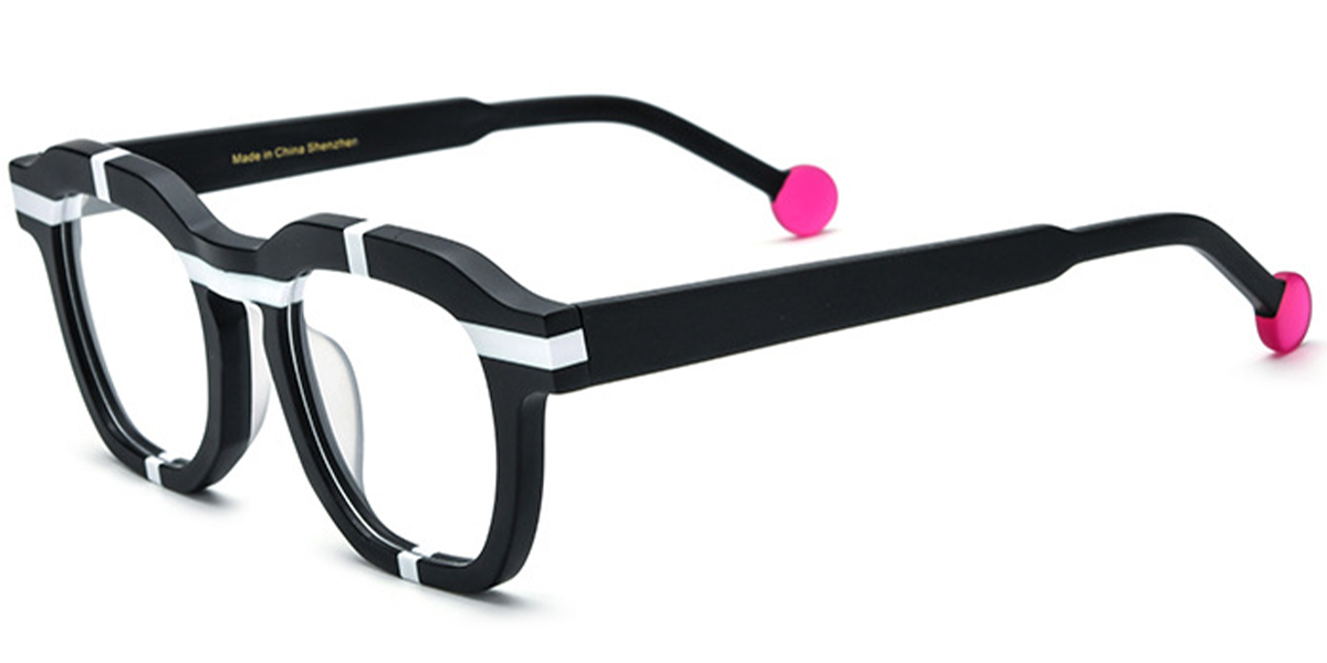 Acetate Square Reading Glasses pattern-black