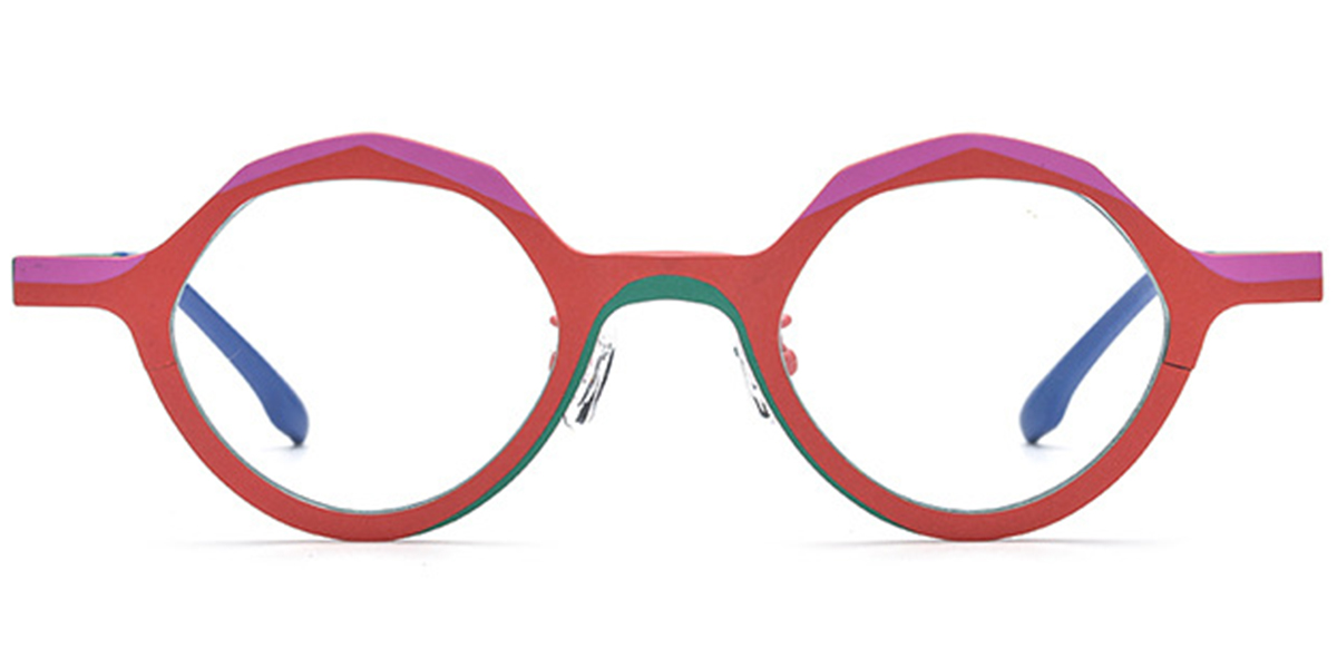 Titanium Geometric Reading Glasses pattern-red