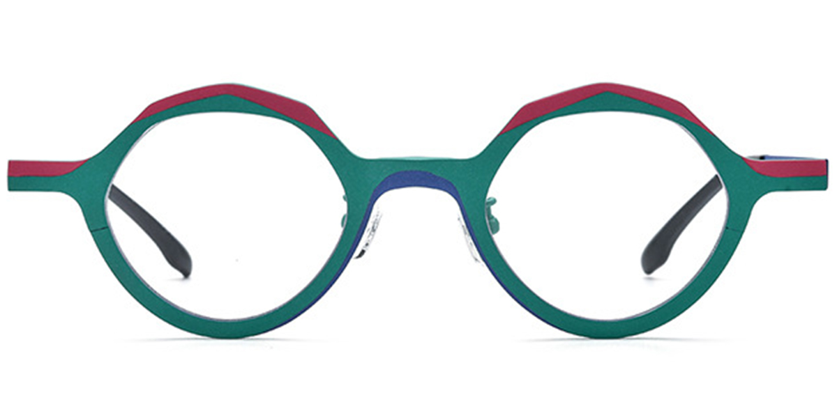 Titanium Geometric Reading Glasses pattern-green