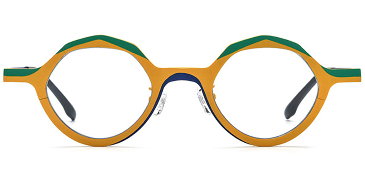 Titanium Geometric Reading Glasses pattern-yellow