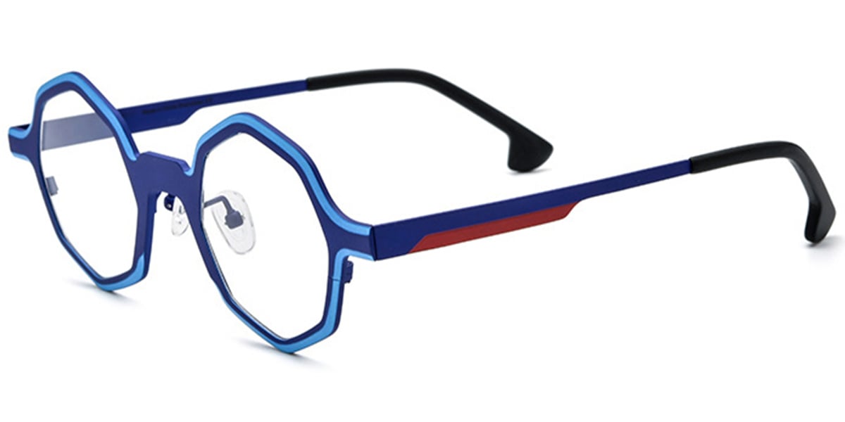 Titanium Geometric Reading Glasses pattern-blue