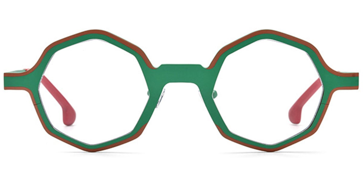 Titanium Geometric Reading Glasses pattern-green