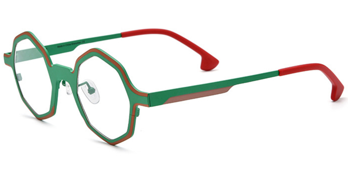 Titanium Geometric Reading Glasses pattern-green