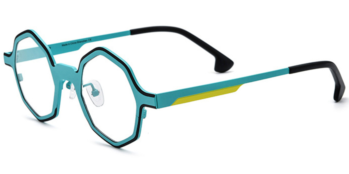 Titanium Geometric Reading Glasses light_blue