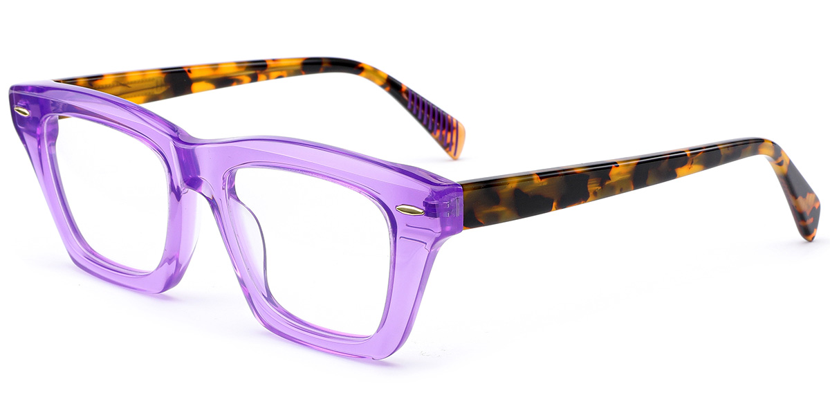 Acetate Square Reading Glasses translucent-purple