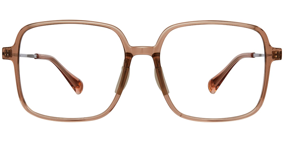 Titanium Square Reading Glasses translucent-brown