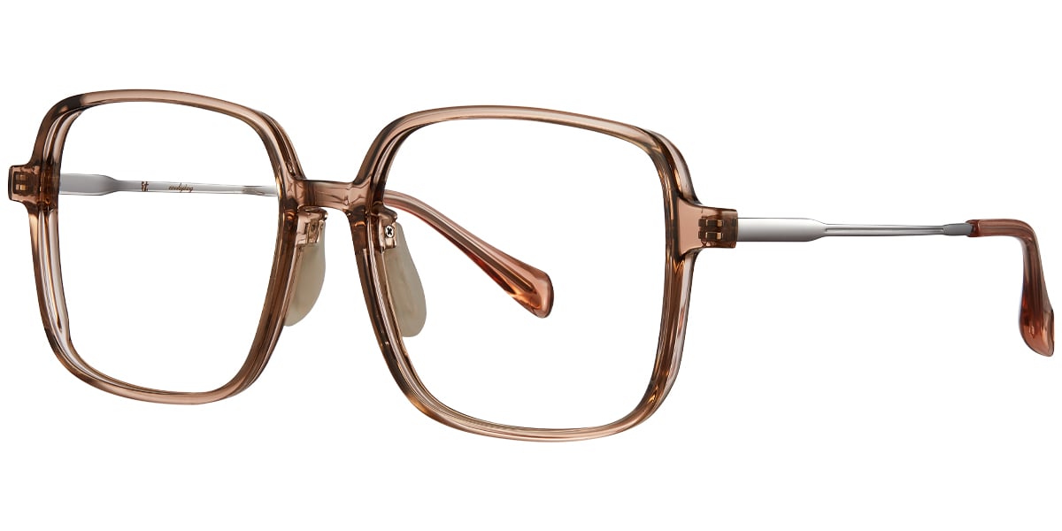 Titanium Square Reading Glasses translucent-brown