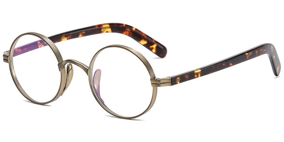 Acetate & Titanium Round Reading Glasses brown