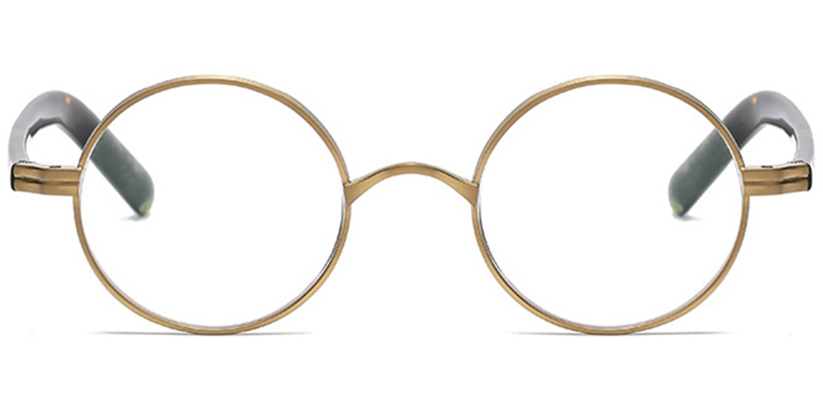 Acetate & Titanium Round Reading Glasses gold