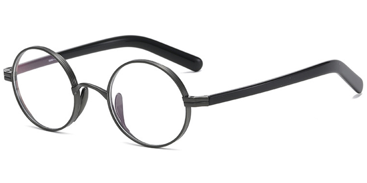 Acetate & Titanium Round Reading Glasses gun_metal