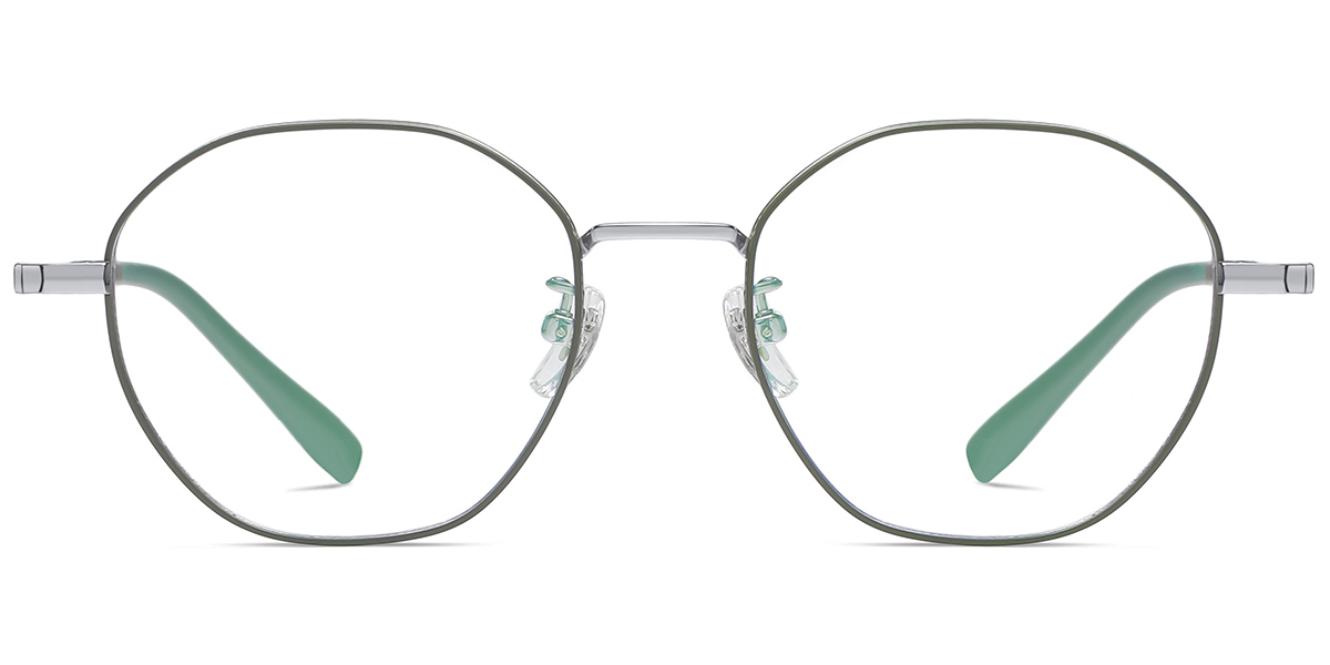 Titanium Geometric Reading Glasses green