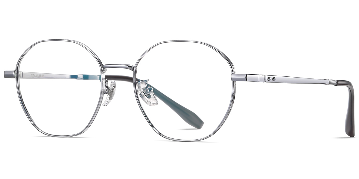 Titanium Geometric Reading Glasses silver