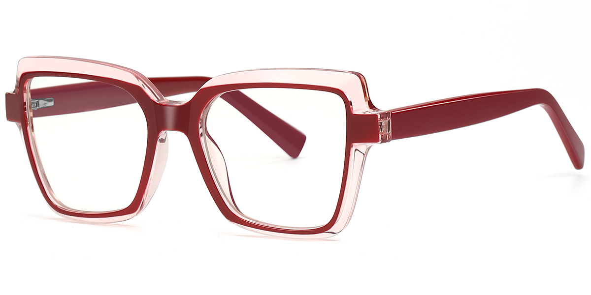 Square Reading Glasses translucent-red