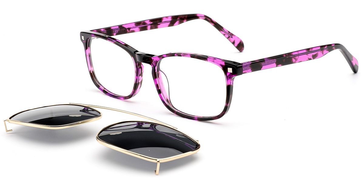 Acetate Rectangle Reading Glasses pattern-rose