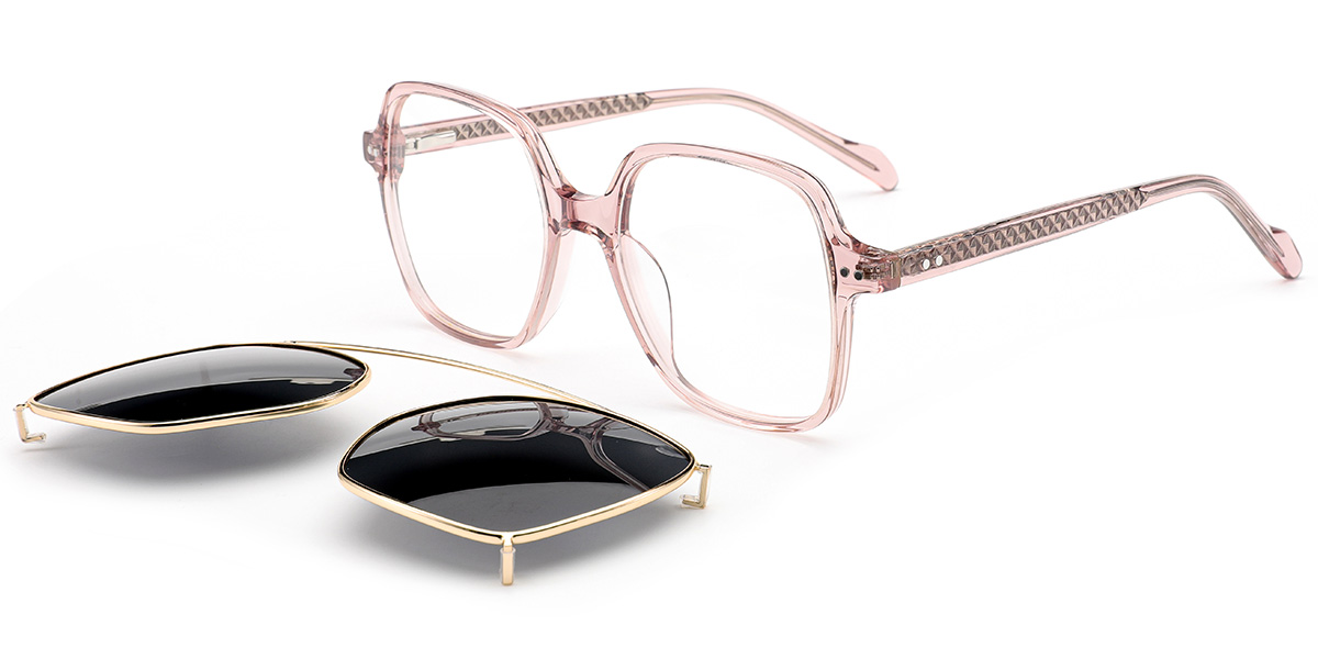 Acetate Square Reading Glasses translucent-pink