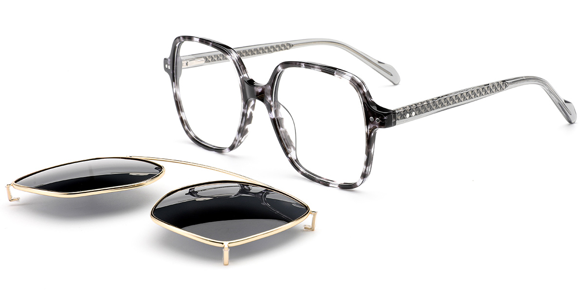 Acetate Square Reading Glasses pattern-black