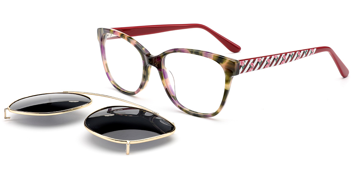 Acetate Rectangle Reading Glasses pattern-yellow