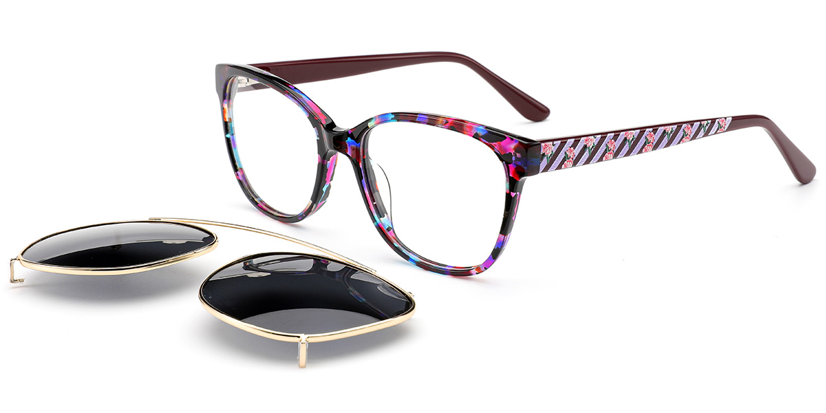 Acetate Rectangle Reading Glasses pattern-rose