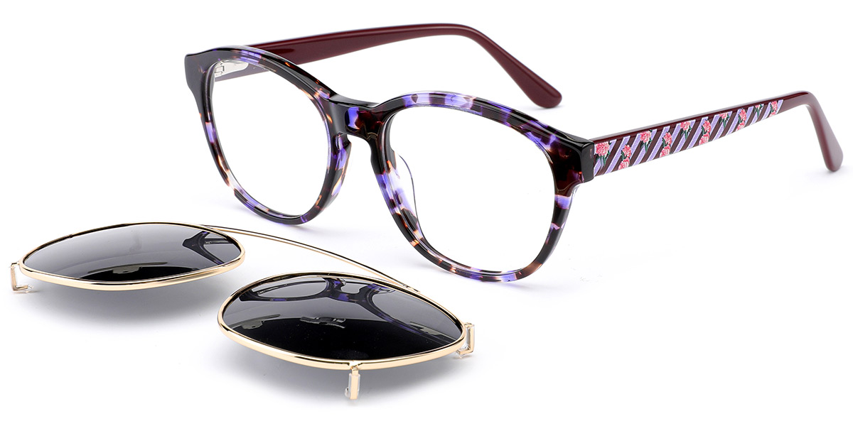 Acetate Square Reading Glasses pattern-purple