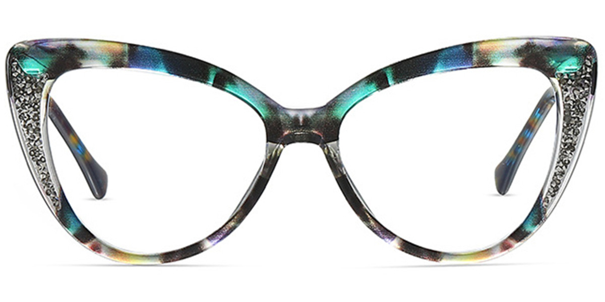 Cat Eye Reading Glasses pattern-green