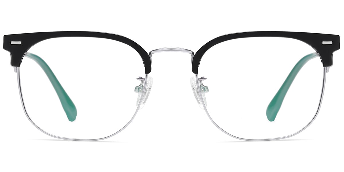 Titanium Browline Reading Glasses black-silver