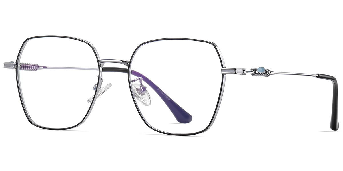 Titanium Square Reading Glasses black-silver