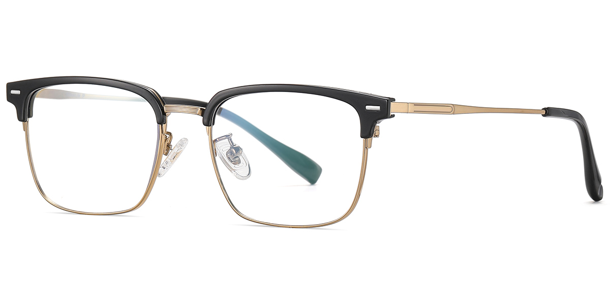 Titanium Browline Reading Glasses black-gold