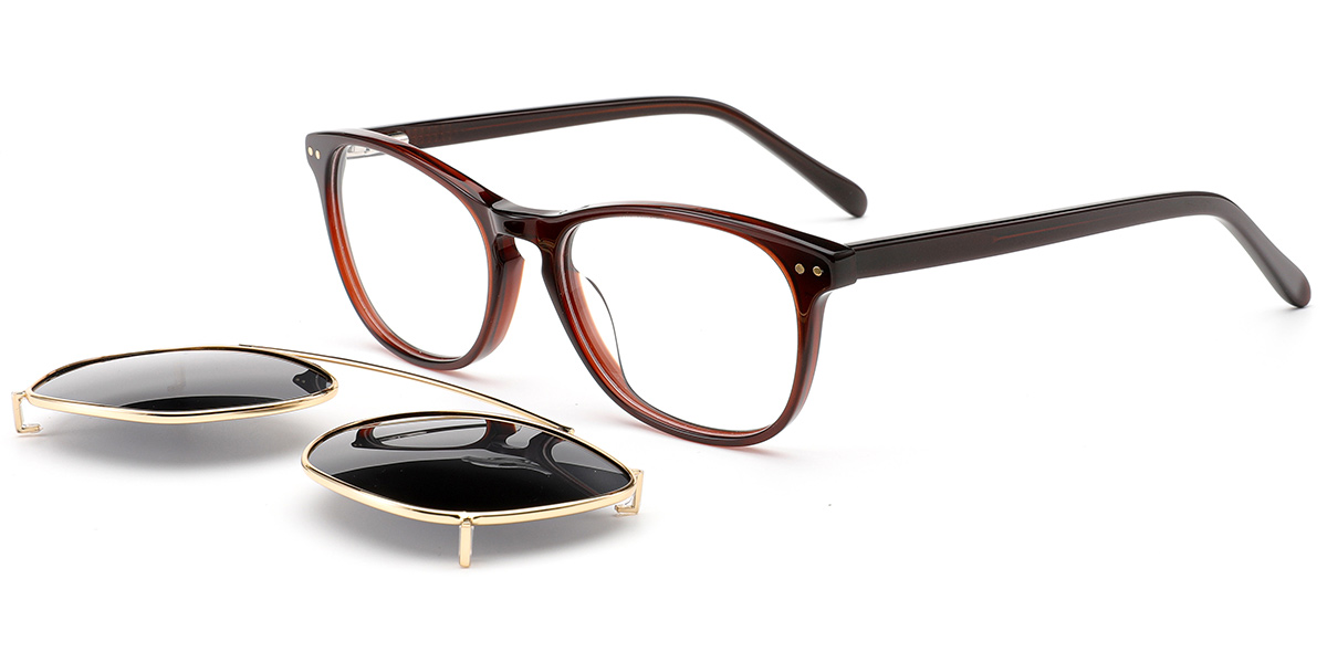 Acetate Rectangle Reading Glasses brown