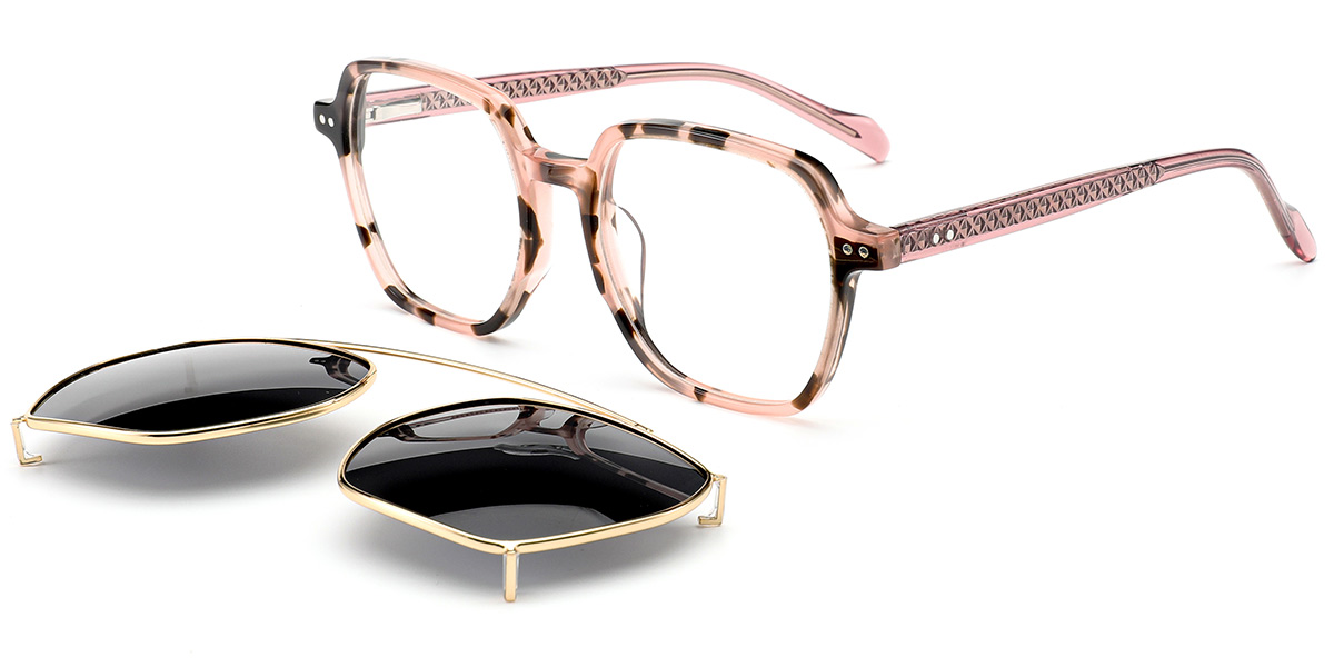 Acetate Square Reading Glasses pattern-pink