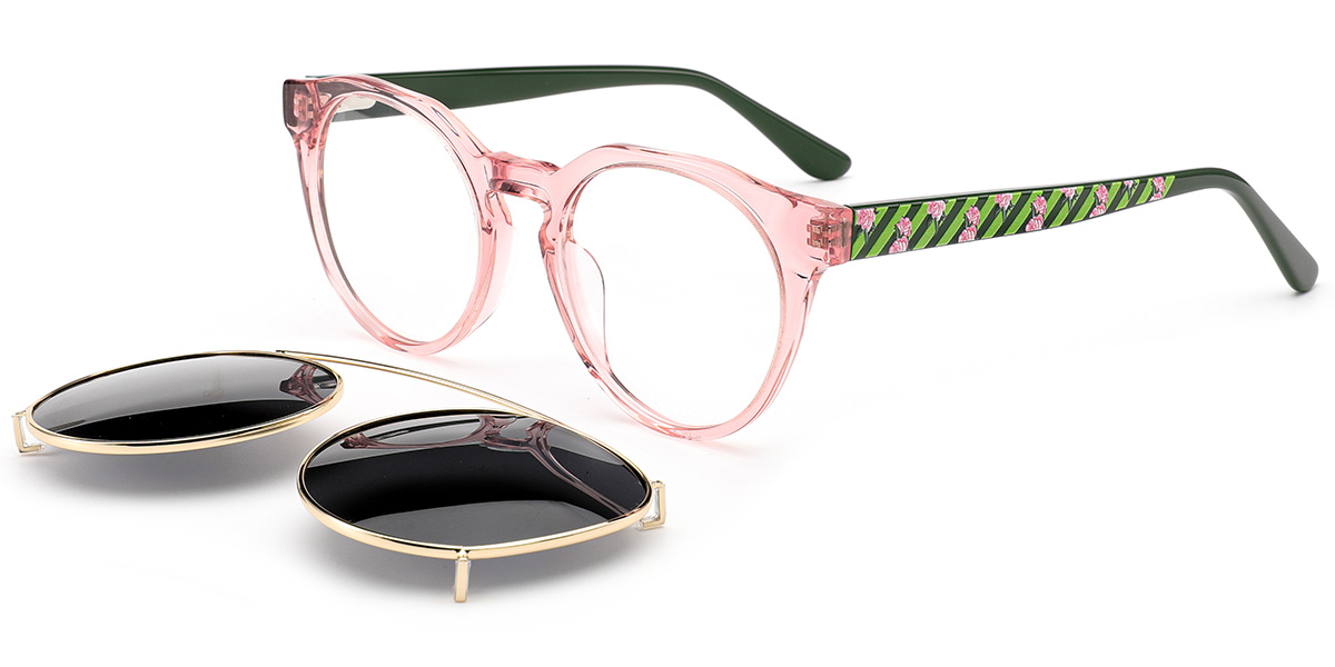 Acetate Round Reading Glasses translucent-pink