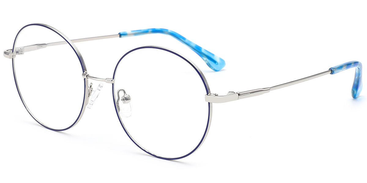 Round Reading Glasses silver-blue