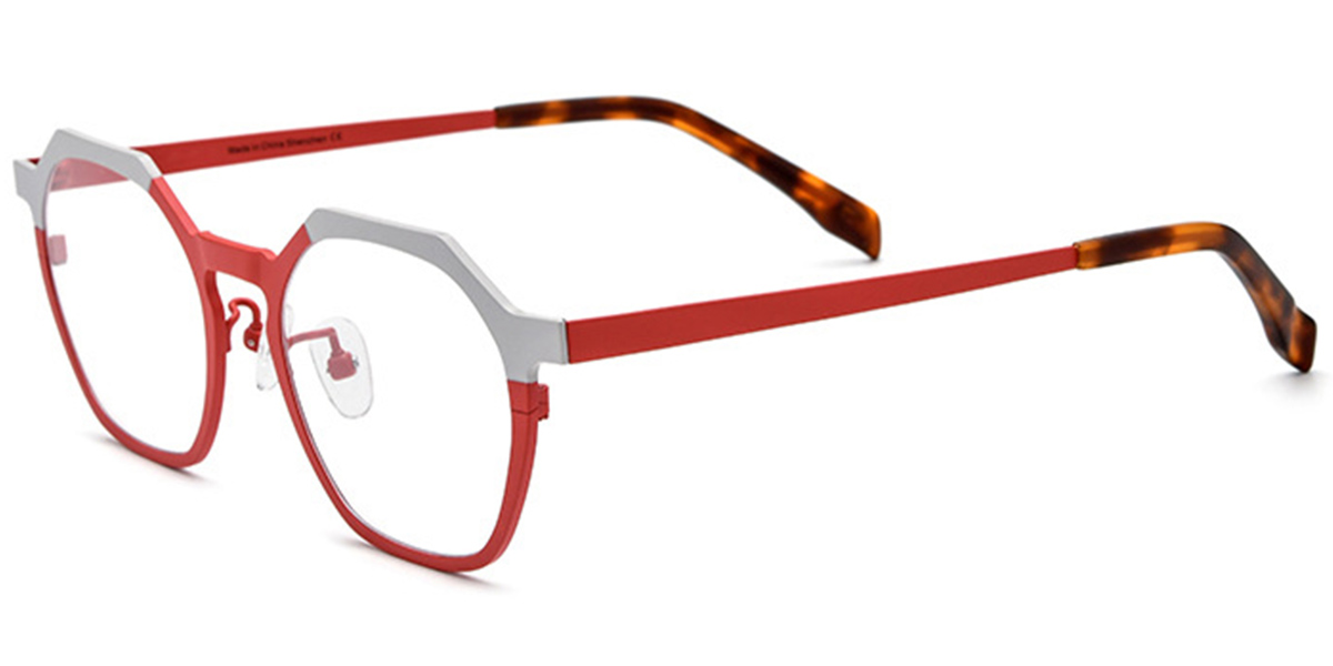 Titanium Geometric Reading Glasses pattern-red