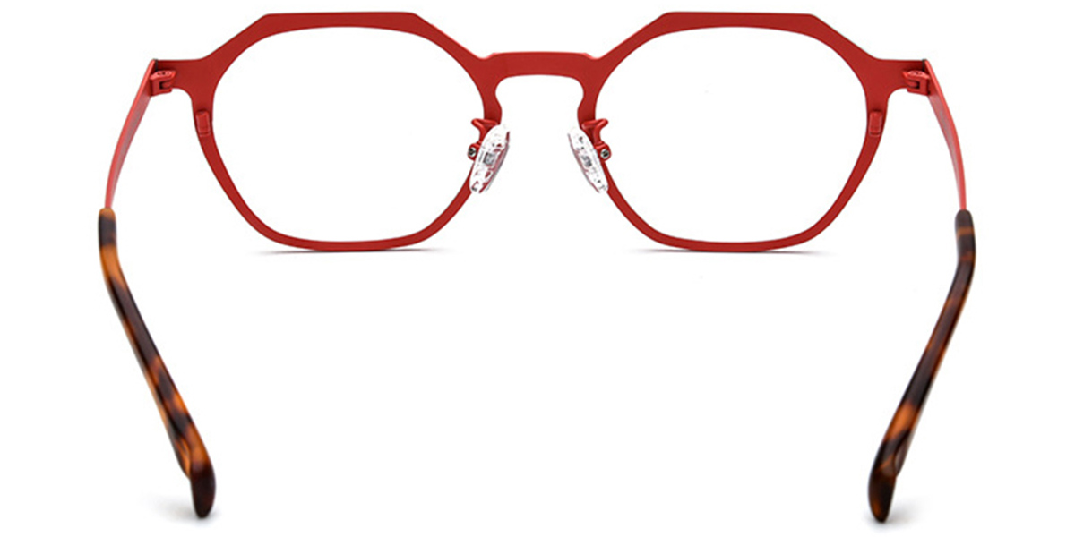 Titanium Geometric Reading Glasses pattern-red