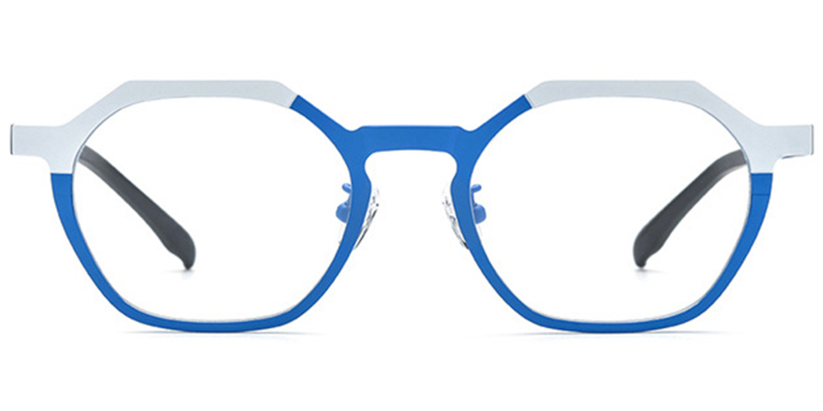 Titanium Geometric Reading Glasses pattern-blue