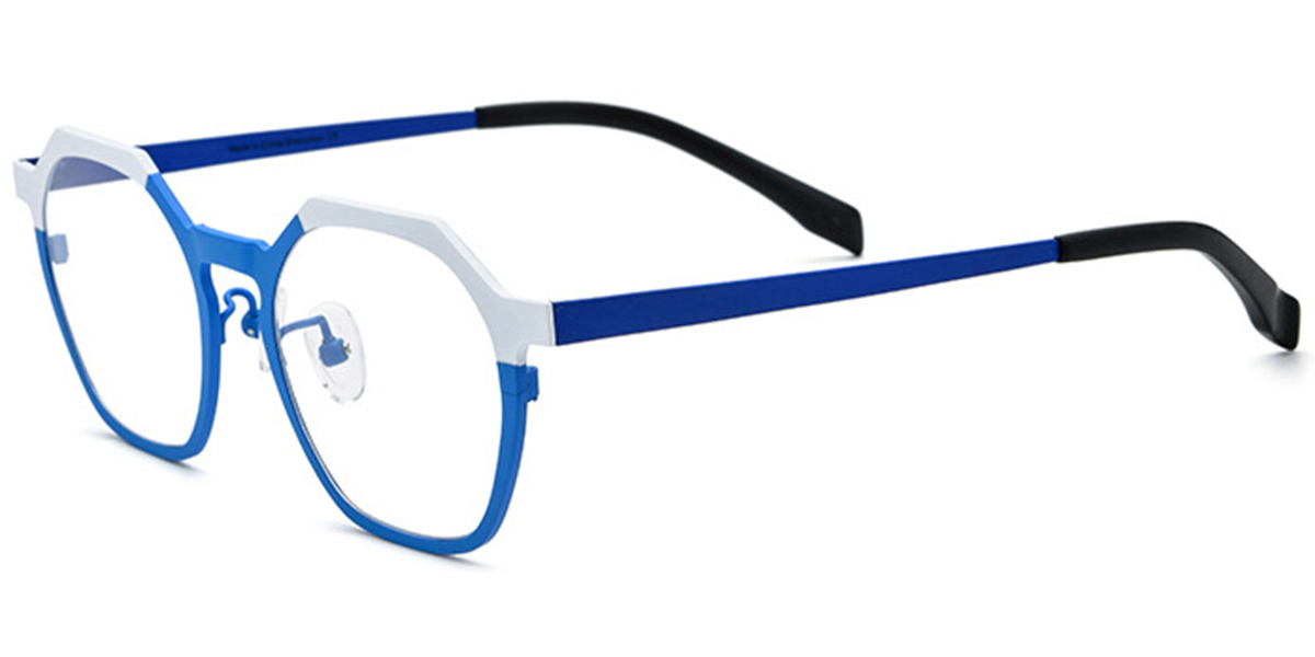 Titanium Geometric Reading Glasses pattern-blue