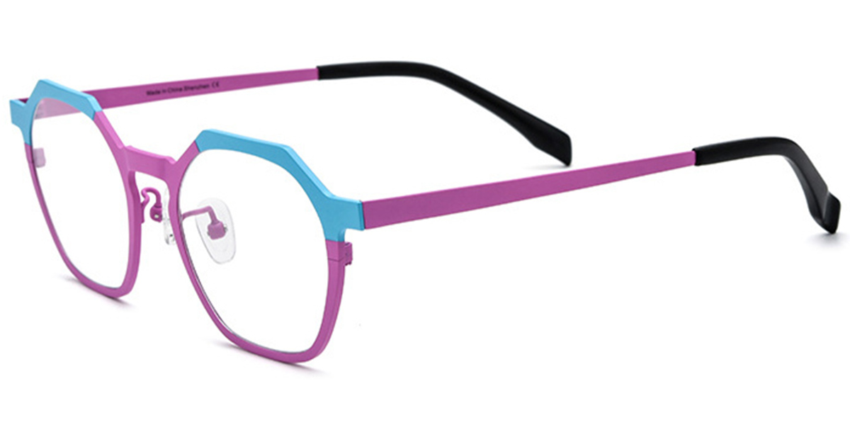 Titanium Geometric Reading Glasses pattern-purple