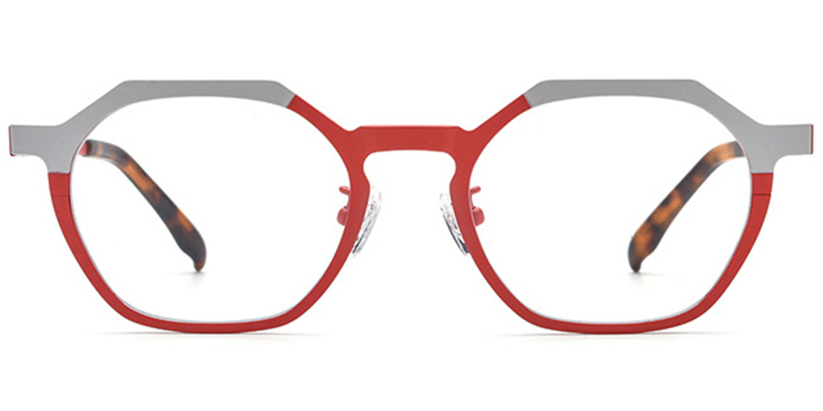 Titanium Geometric Reading Glasses pattern-red