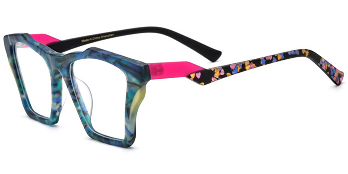 Acetate Geometric Reading Glasses pattern-blue