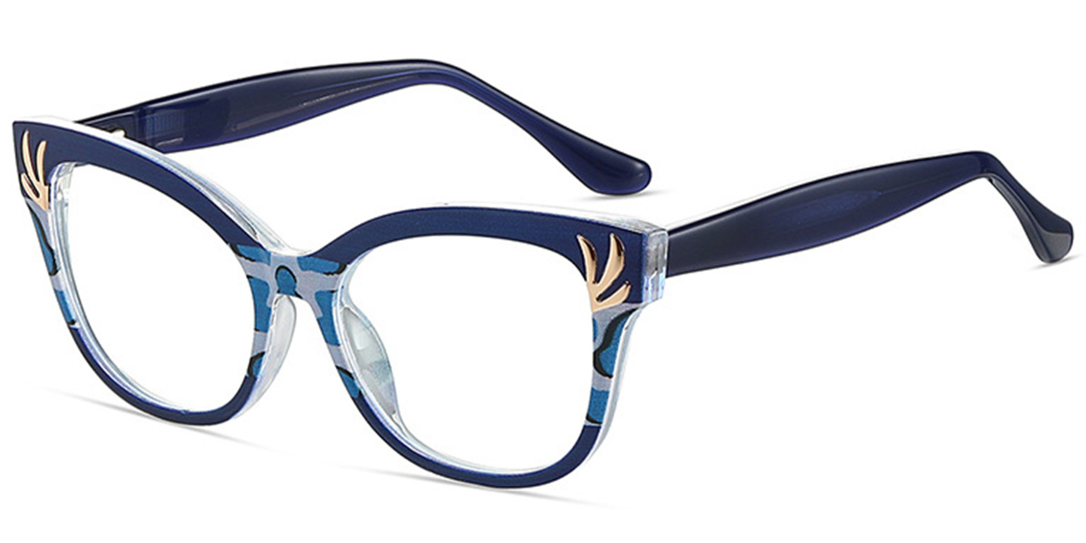 Cat Eye Reading Glasses pattern-blue