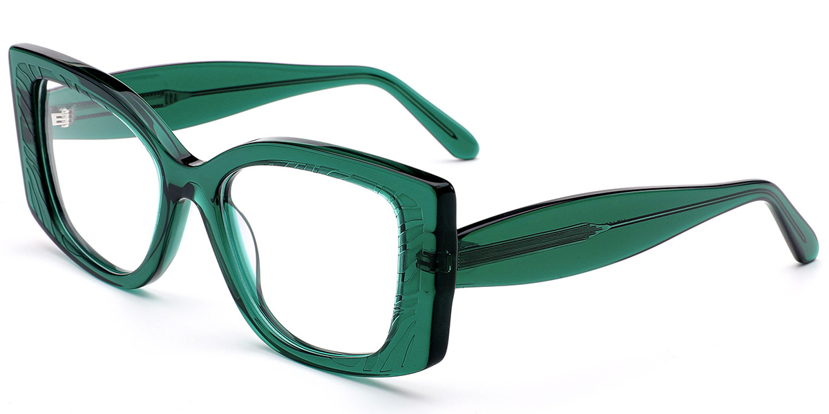 Acetate Square Reading Glasses translucent-green