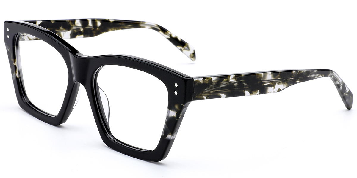 Acetate Square Reading Glasses pattern-black