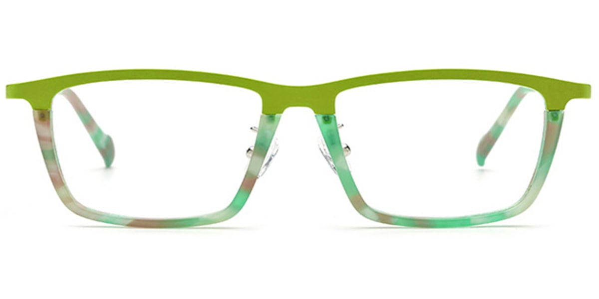 Titanium Rectangle Reading Glasses pattern-green