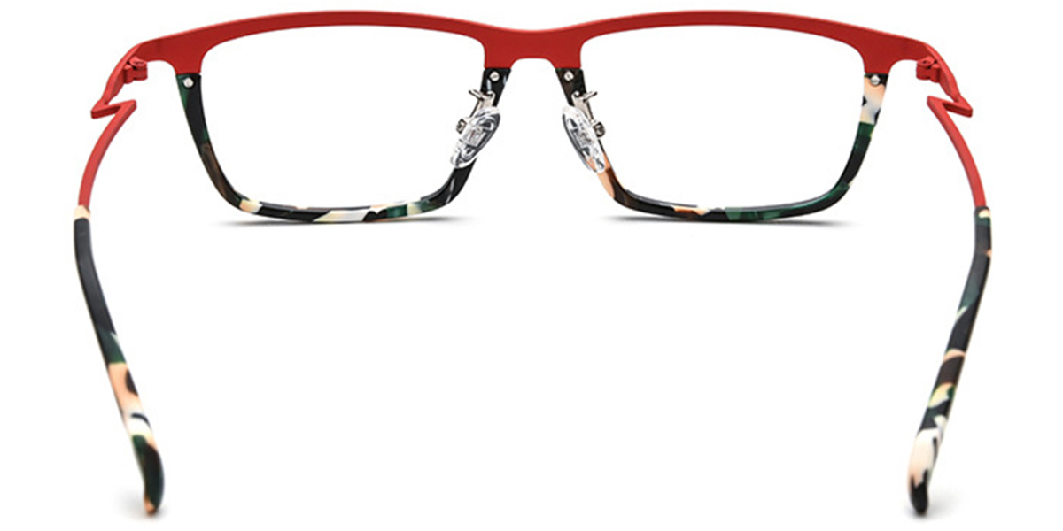 Titanium Rectangle Reading Glasses pattern-red