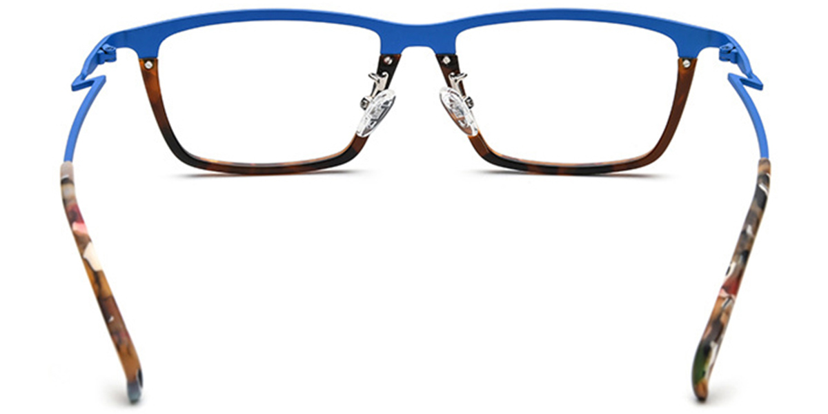 Titanium Rectangle Reading Glasses pattern-blue