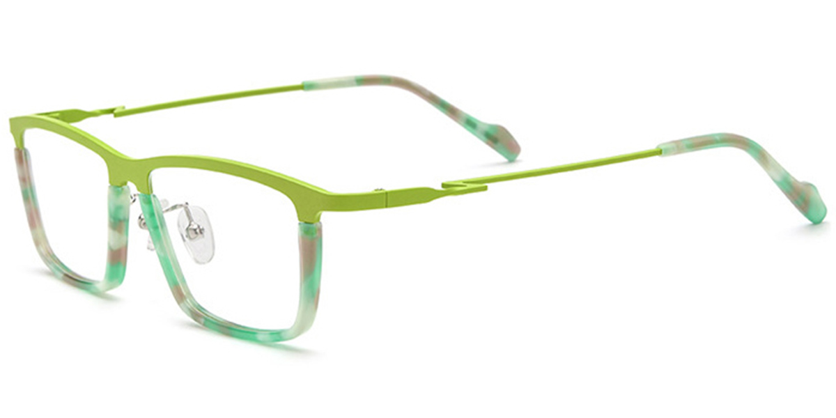 Titanium Rectangle Reading Glasses pattern-green