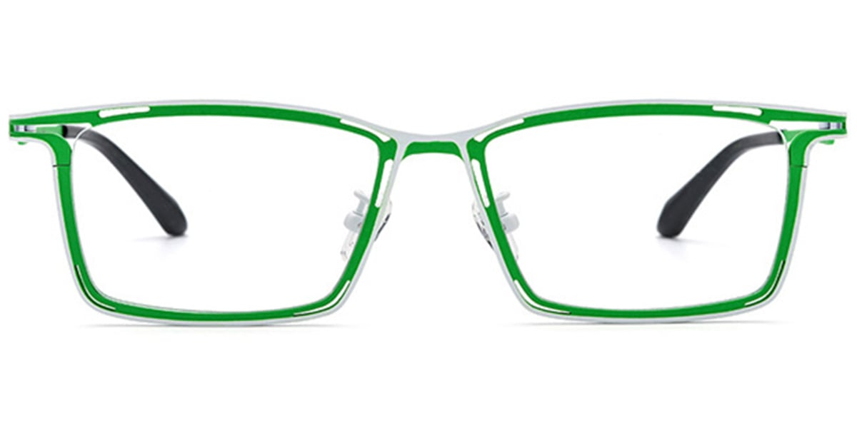 Titanium Rectangle Reading Glasses pattern-green