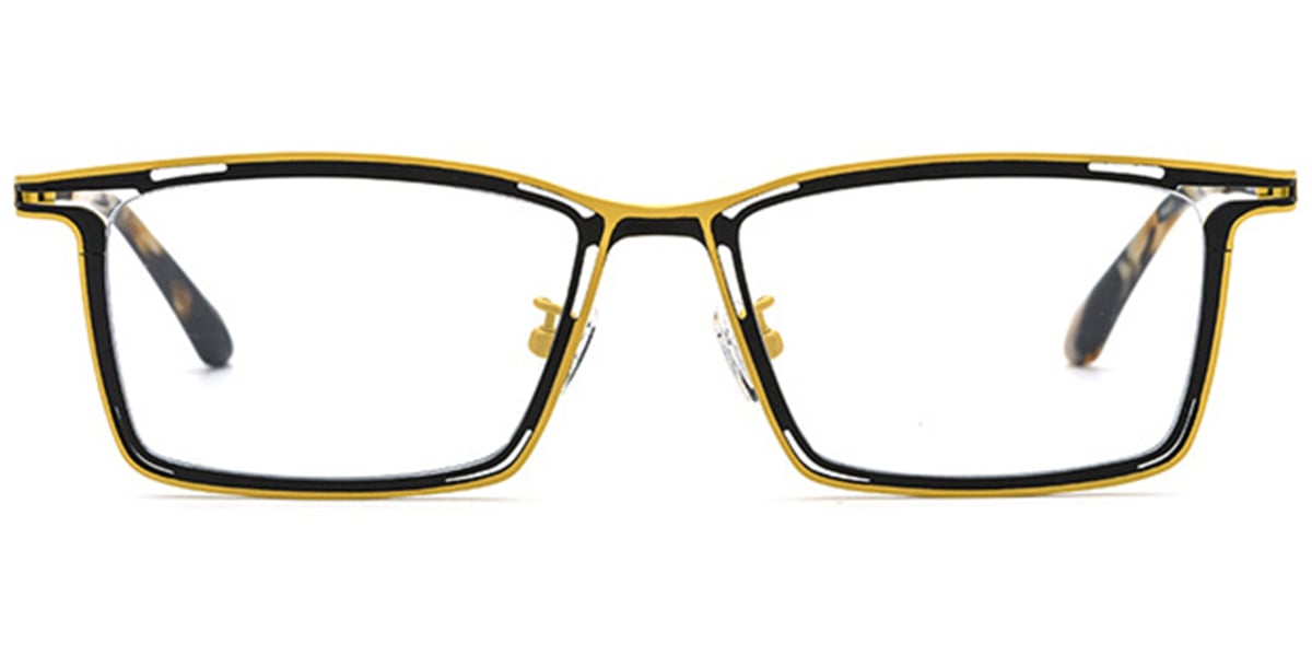 Titanium Rectangle Reading Glasses pattern-yellow