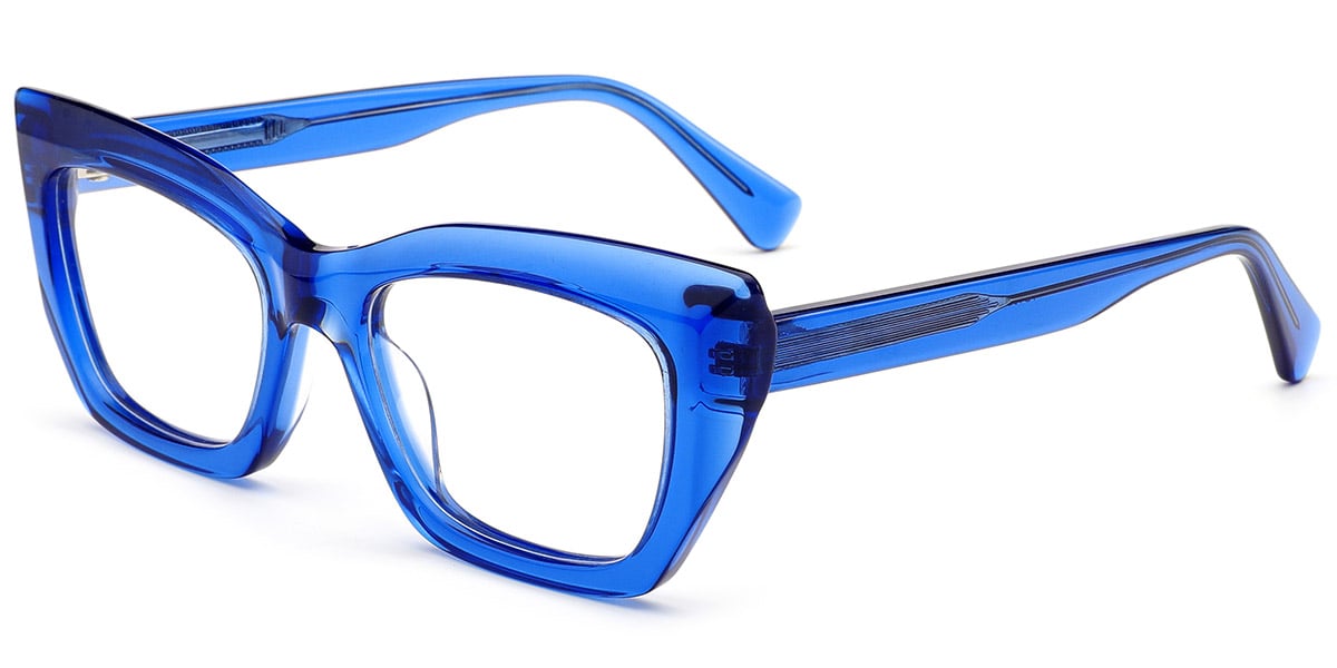 Acetate Rectangle Reading Glasses translucent-blue